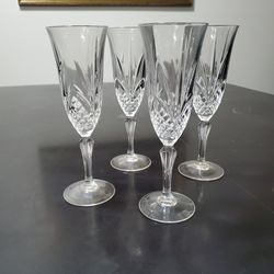 Set Of 4 Champagne Flutes.  By Cristal De Flandre.
