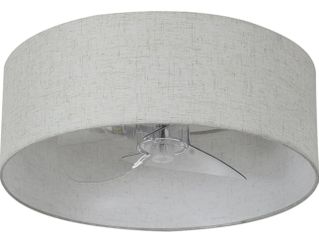 White DC Flush Mount Small Fabric Round Drum Ceiling Fan with Light Fixture and Remote Control