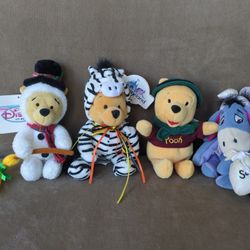 Winnie The Pooh And Eeyore Mini Bean Bags Beanies 
