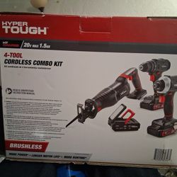 Hyper Tough 20 Volt Brushless 4-Piece Combo Set