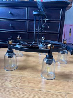 Industrial Chandelier with Glass Shades
