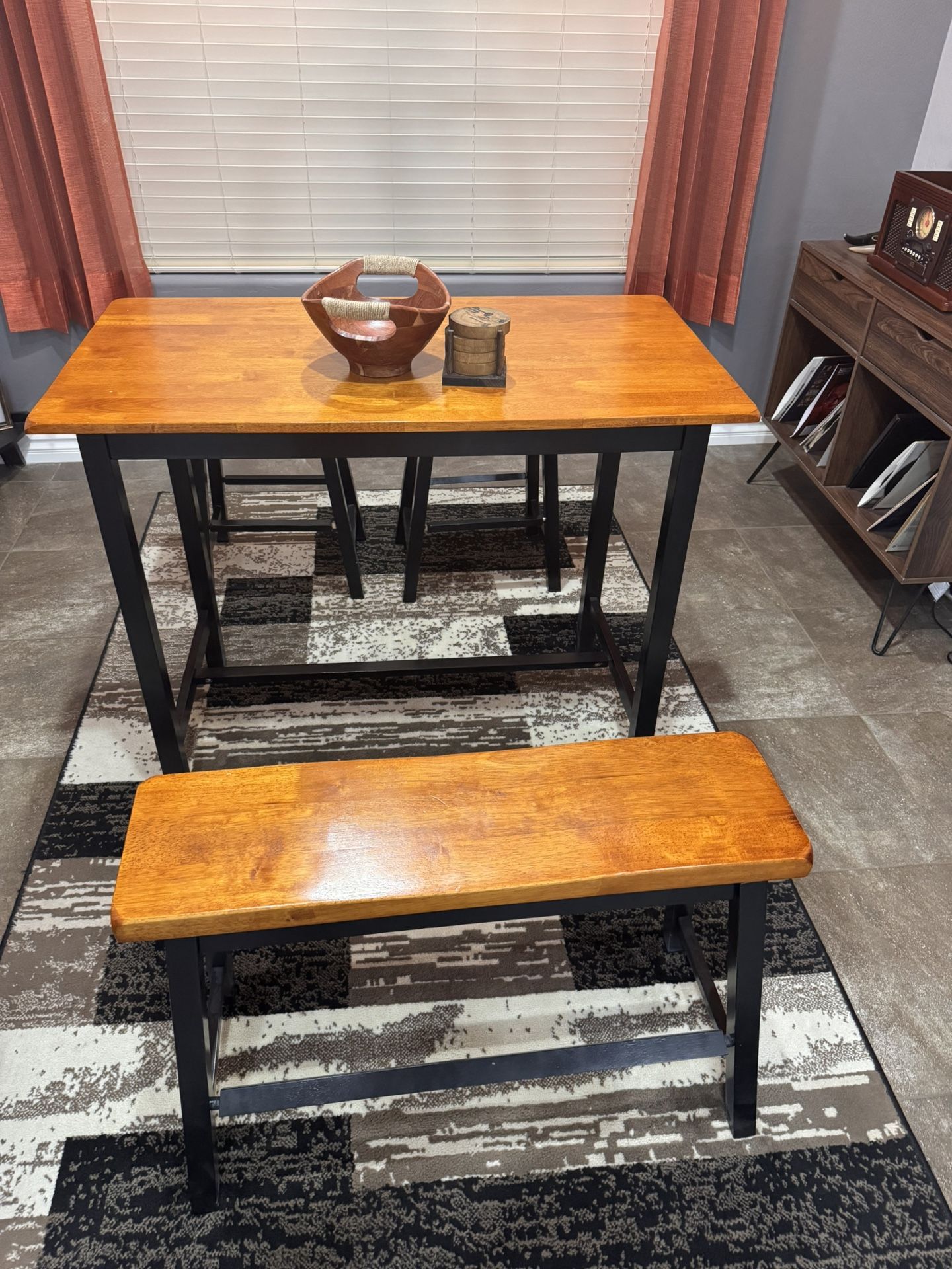 Modern Counter-Height Dining Table Set with Benches and Stools