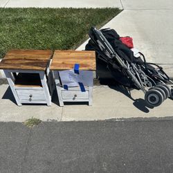 FREE - 2 Kid-Sized Side Tables & 2 Strollers