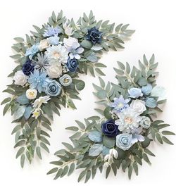 WEIERYUE Artificial Wedding Arch Flowers (Pack Of 2) - Blue Inspiration