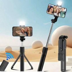 Tangle-Free Live Streaming Equipment & Accessories Scalable Phone Selfie Stick With Built-In Fill Light Telescopic Phone Selfie Stick With Built-In Li
