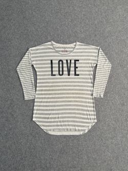 Victoria’s Secret Grey And White Striped Love Shirt