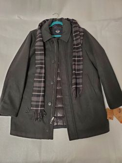 Big &Tall Dockers  Wool-blend Coat w/scarf Size: L Tall --New--Color  Black