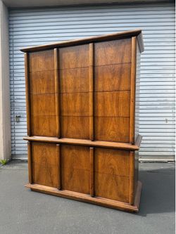 MCM Walnut Lowboy and Highboy Dresser Set by Hendron