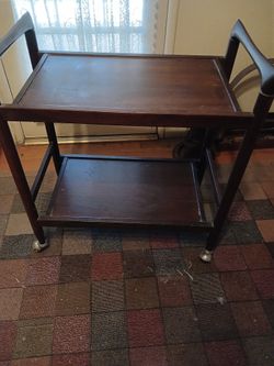 Teakwood Mid-century Modern Portable Bar Cart