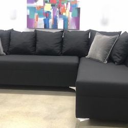 Used black corner sofa
