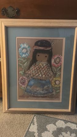 Degrazia Indian girl with sunflower