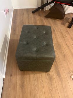 Gray leather ottoman