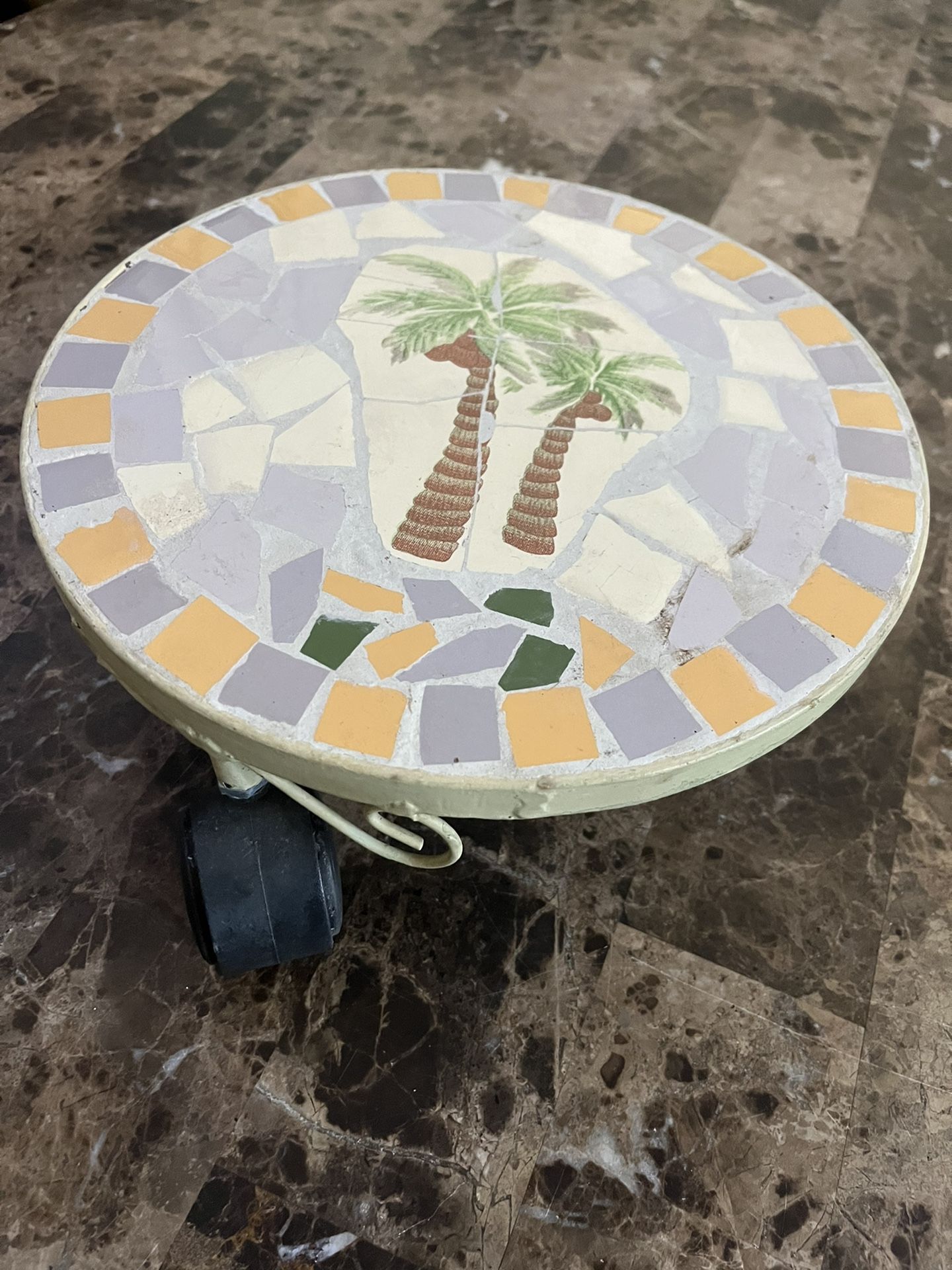 Mosaic Tile Plant Holder Caddy 9”