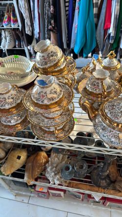 Antique gold plated tea pot set