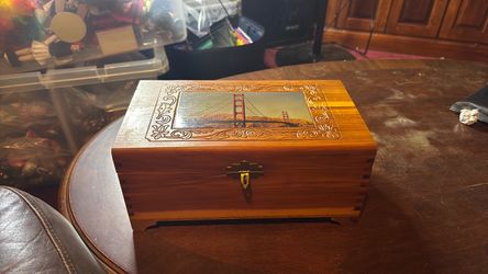 Vintage cedar trinket box