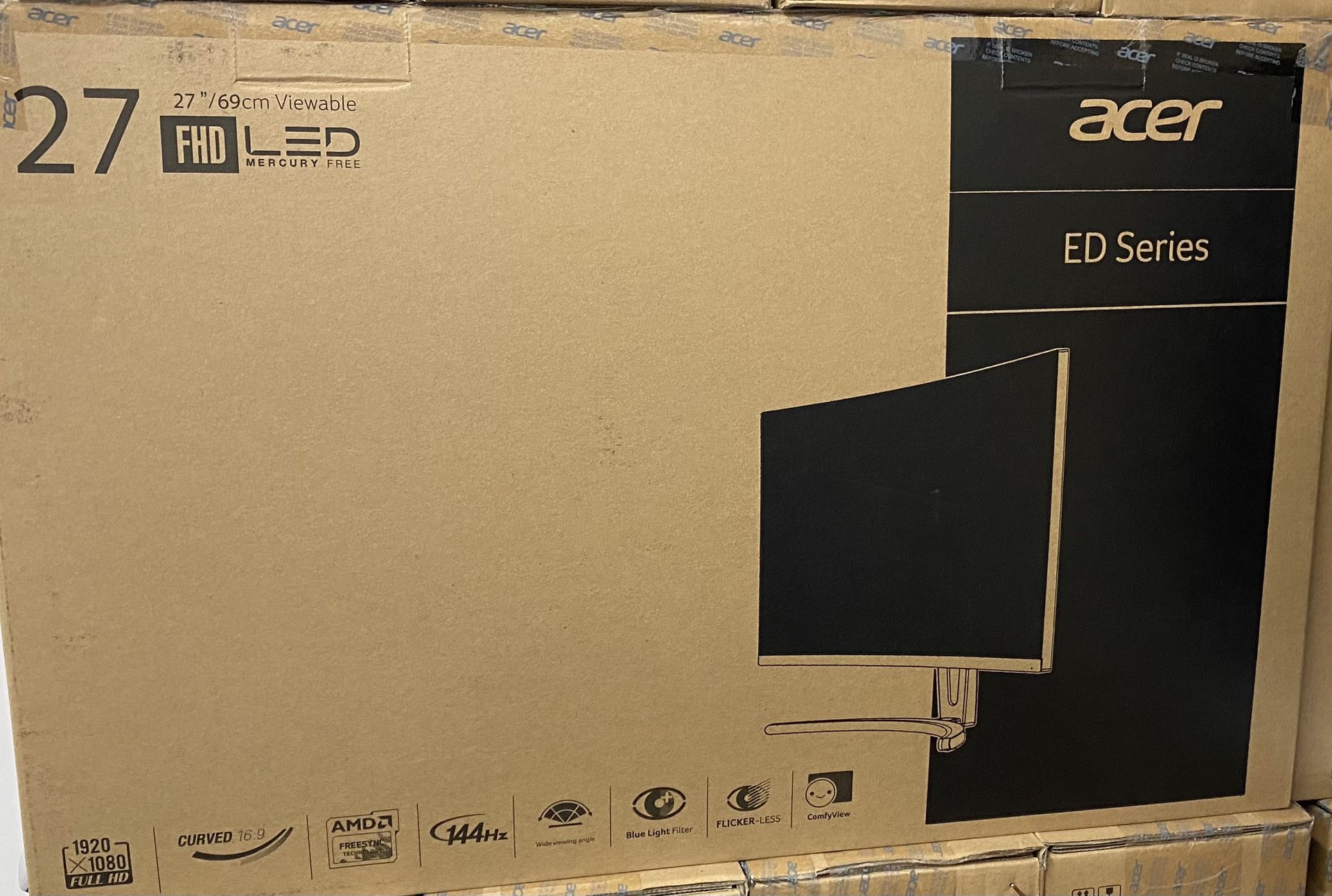ACER ED273 ABIDPX 27” CURVED GAMING MONITOR 1080P 144Hz FREE-SYNC