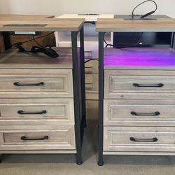 😀 Set of 2 Night Stand Charging Station and RGB Lights