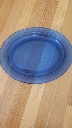 Vintage Cobalt Blue Oval Glass Serving Platei