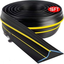 Garage Door Threshold Seal 16FT Rubber Strip Waterproof weather stripping replacement, anti-slip
