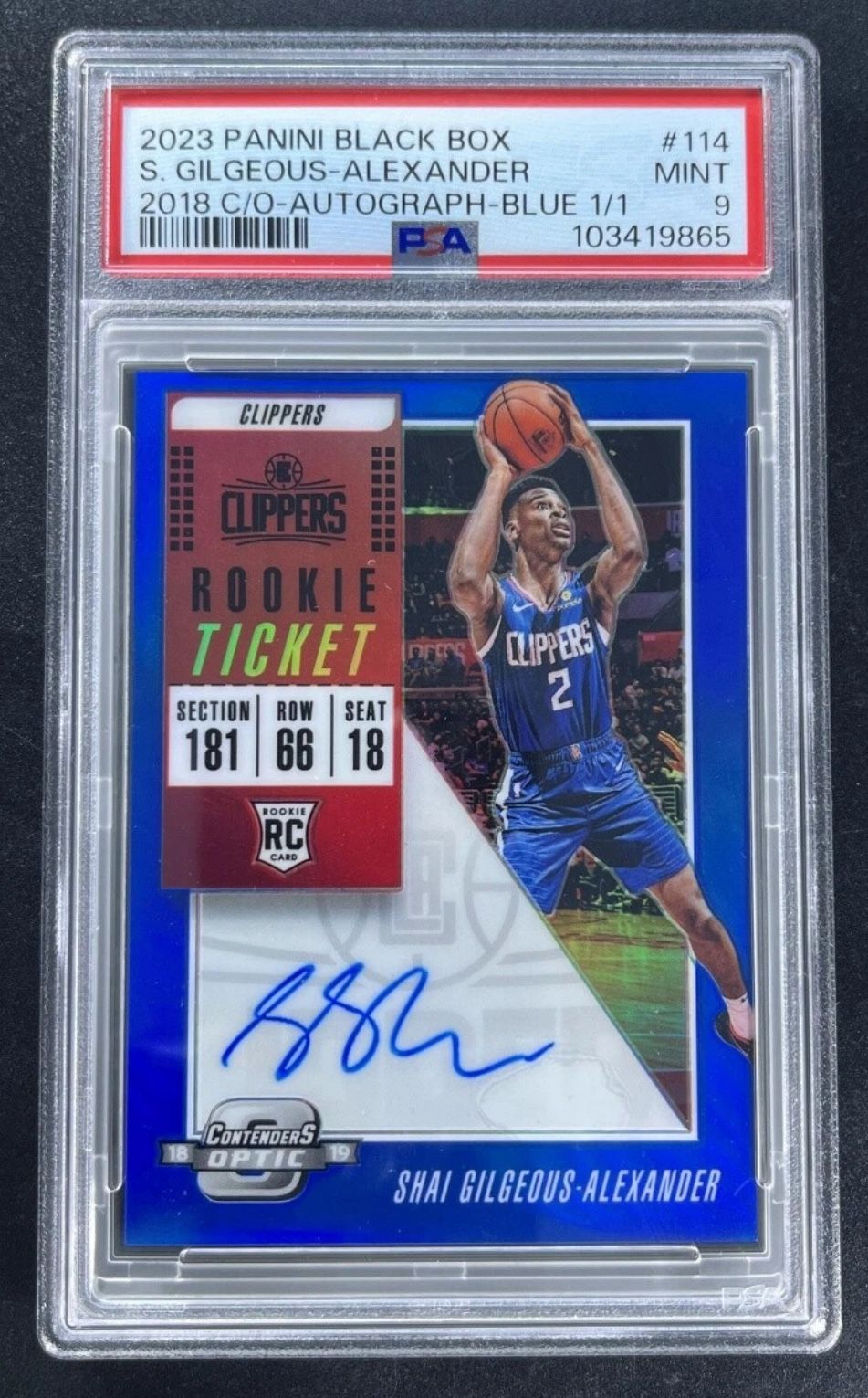 1/1 Shai Gilgeous Alexander Contenders Optic Rookie Auto
