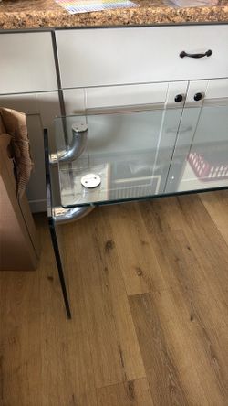 6’ glass table 3/4” glass, chrome features