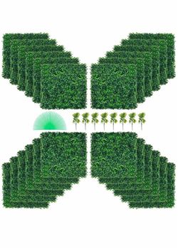 VEVOR Artificial Boxwood Panel UV 24pcs Boxwood Hedge Wall Panels Artificial Grass Backdrop Wall 20\" X 20\" 4 cm Green Grass Wall Fake Hedge for Deco