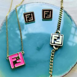 FENDI Jewelry—Necklace, Bracelet, Earrings 