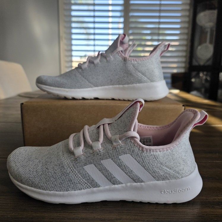 Adidas Cloudfoam Pure 2.0 Gray/Pink/White Sneaker Slip On Women’s Size 7 NWOB