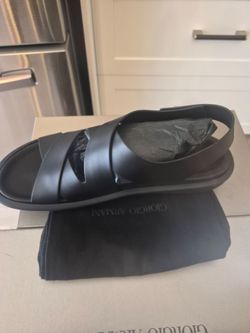 Giorgio Armani Black Leather Sandals