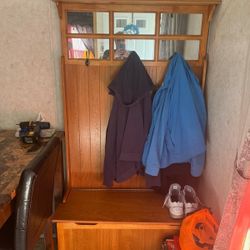 Brown Coat Hanger With Storage