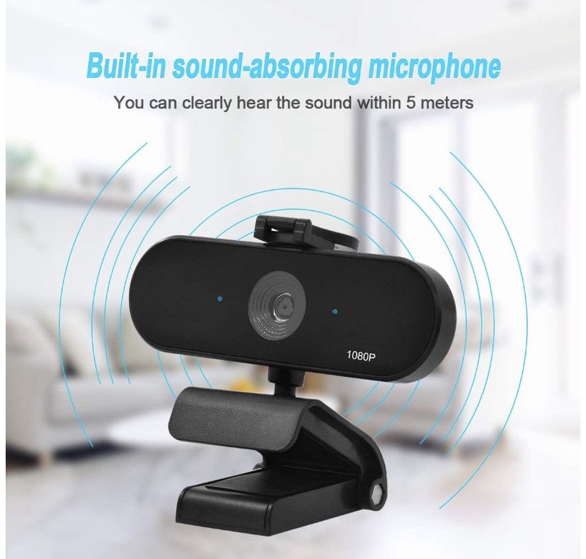Seeings Guardnes 1080P FHD HD Webcam, USB Desktop Laptop Camera, Mini Plug and Play Video Calling Computer Camera, Built-in Mic, Flexible Rotatable Cl