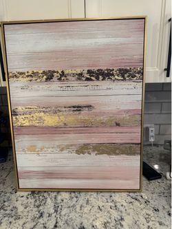 Abstract painted on canvas as framed with gold floater frame