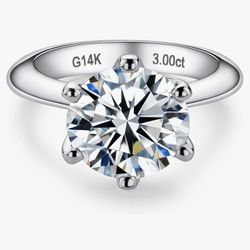 isit the Store 4.4  32 CADYNO Solid 14k White Gold 3cttw Six Prong Solitaire Moissanite Ring, 14K Real Gold