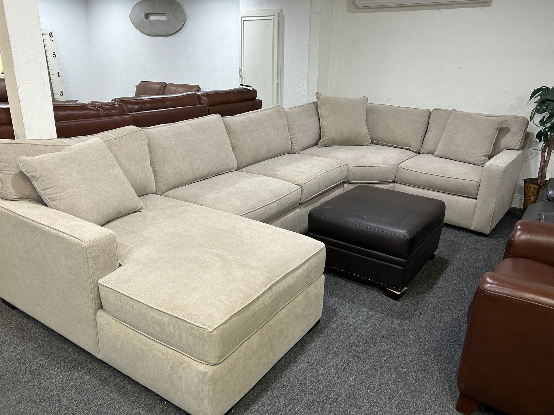 Furniture- 4 Pc Heavenly Fabric Sectional With A Chaise- Radley