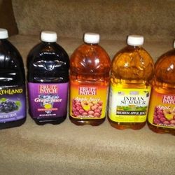 (5) 64 oz bottles of Juices! Apple Juice & Grape!
