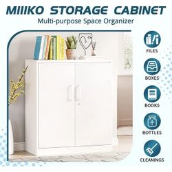 Metal Storage Cabinet-36” Tall Steel File Cabinet with Lockable Doors and Adjustable Shelves-White Steel Storage Cabinet for Home, School, Office, Gar
