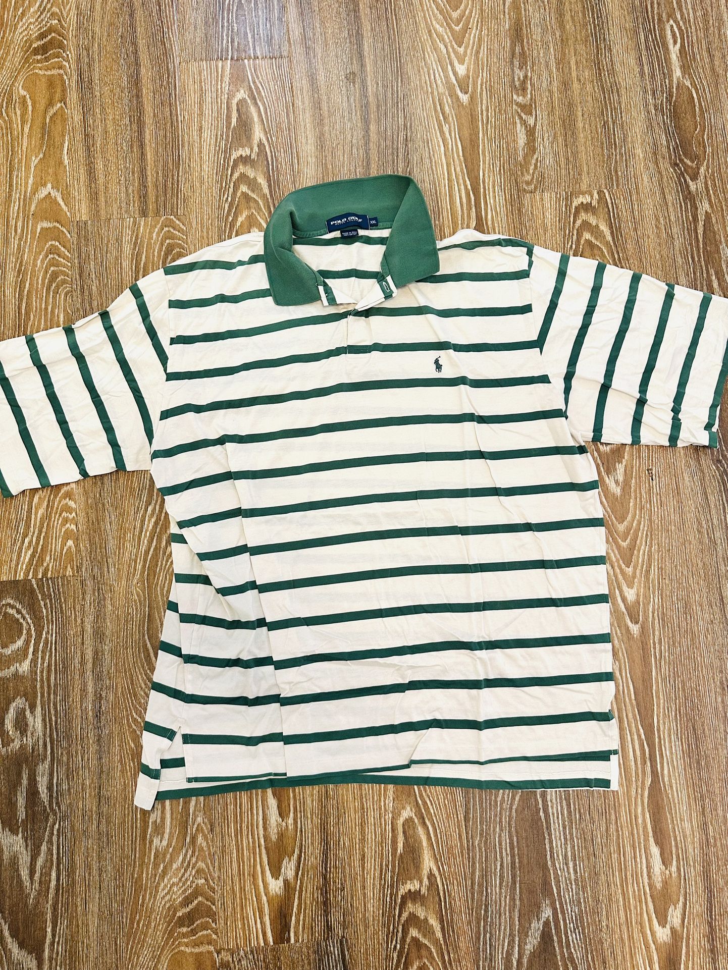 Polo Golf Ralph Lauren Stripped Green White Collared Shirt Men’s 2XL