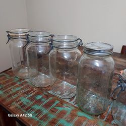 Antique Jars & Lids (Lot Of 8)