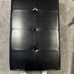Black Faux Leather Ottoman 