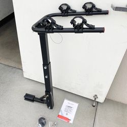 (NEW) $45 Tilt Folding 2-Bike Hitch Mount Rack Bicycle Carrier for 2” Hitch w/ Straps 70 lbs Max