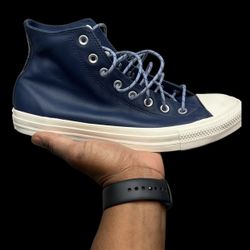 Blue Leather Chuck Taylors Converse 