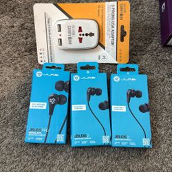 Jlab Wired Headphones 3 & Power Adapter 