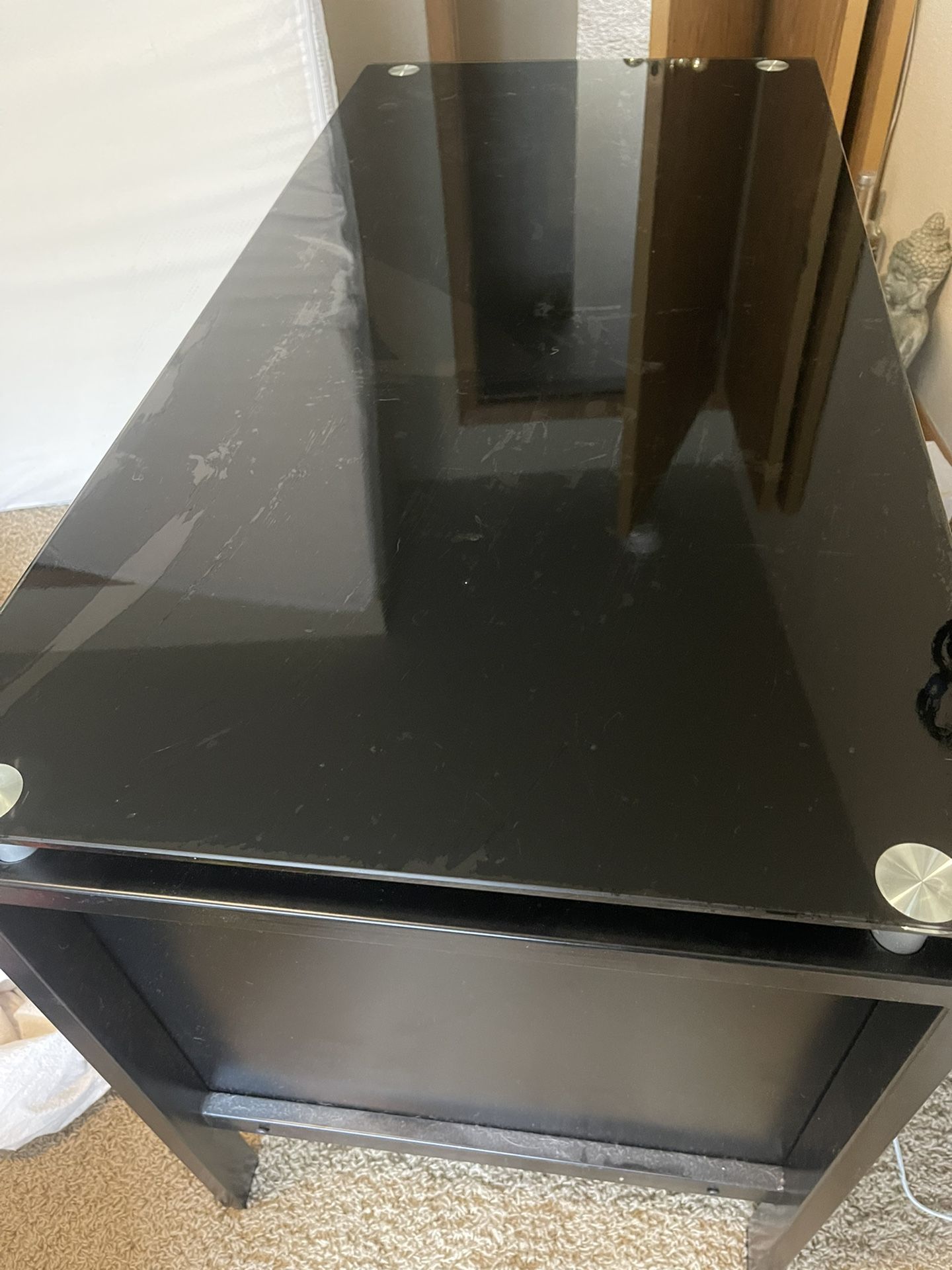 Black Glass Metal Desk