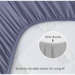 2 Pack Crib Sheet Fits For Standard Crib Mattress, Neutral Toddler Bed Sheets Girl, Grey & Navy, 52”X 28”   