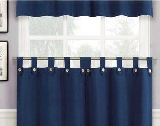 Runyon Solid color cotton blend tailored 60"x24" kitchen curtain