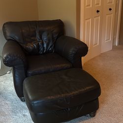 Leather Chair And Ottoman