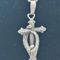 Scott Kay 925 Sterling Silver Cross And Angel Pendant 
