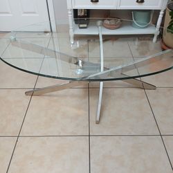 Beautiful Glass Oval Coffee Table 
