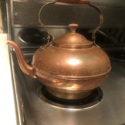 Large Vintage Copper Tea Kettle 