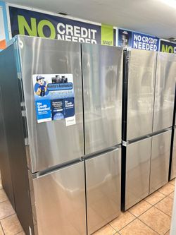 amsung Flex Bespoke 23 cu. ft. Counter Depth 4-Door French Door Smart Refrigerator with Beverage Center